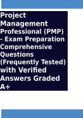 Project Management Professional &lpar;PMP&rpar; - Exam Preparation Comprehensive Questions &lpar;Frequently Tested&rpar; with Verified Answers Graded A&plus;
