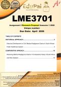 LME3701 Assignment 2 RESEARCH PROPOSAL  &lpar;HISTORICAL & COMPARATIVE COMPLETE ANSWERS&rpar; Semester 1 2026 - DUE  April 2026