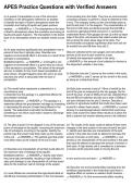 APES Practice Questions with Verified Answers