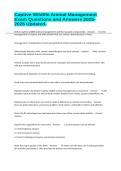 Captive Wildlife Animal Management Exam Questions and Answers 2025-2026 Updated&period;