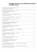 Washington Life Insurance Exam UPDATED ACTUAL Questions  and CORRECT Answers 