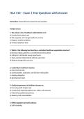 HCA 410 &ndash; Exam 1 Test Questions with Answer