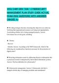 WGU D489 DEN1 TASK 1 CYBERSECURITY MANAGEMENT PLAN STUDY GUIDE ACTUAL EXAM 2026 QUESTIONS WITH ANSWERS GRADED A&plus;