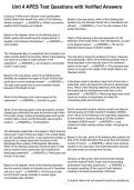 Unit 4 APES Test Questions with Verified Answers