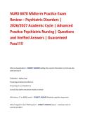 NURS 6670 Midterm Practice Exam  Review &ndash; Psychiatric Disorders &vert;  2026&sol;2027 Academic Cycle &vert; Advanced  Practice Psychiatric Nursing &vert; Questions  and Verified Answers &vert; Guaranteed  Pass&excl;&excl;&excl;&excl;&excl;