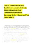 OB-GYN 1500 Midterm Practice   Questions and Answers &lbrace;Verified&rcub; &vert;  2026&sol;2027 Academic Cycle &vert;  Comprehensive Obstetrics &  Gynecology Review &vert; Guaranteed Pass  &vert;Brand New&excl;&excl;&excl;&excl;&excl; 