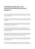 &lpar; NCSBN&rpar; LPN Questions And Answers Well Elaborated Answers Graded A&plus;