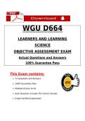 PACKAGE DEAL FOR WGU D664 LEARNERS AND LEARNING SCIENCE OBJECTIVE ASSESSMENT EXAMS Actual Questions and Answers 100&percnt; Guarantee Pass