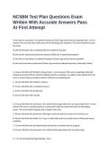 NCSBN Test Plan Questions Exam Written With Accurate Answers Pass At First Attempt