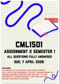 CML1501 ASSIGNMENT 1 & 2 FOR SEMESTER 1 2026 - FULL MEMO