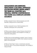 ADOLESCENCE AND EMERGING ADULTHOOD A CULTURAL APPROACH 6TH EDITION JEFFERY JENSEN ARNETT TEST BANK ALL CHAPTERS 100&percnt; ORIGINAL VERIFIED COMPREHENSIVE TEST PAPER 2026 COMPLETE ANSWERS ACCURATE