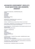 ADVANCED ASSESSMENT &lpar; BICKLEY&rpar; EXAM QUESTIONS AND ANSWERS 2026&sol;2027