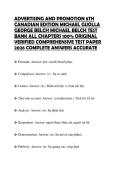 ADVERTISING AND PROMOTION 8TH CANADIAN EDITION MICHAEL GUOLLA GEORGE BELCH MICHAEL BELCH TEST BANK ALL CHAPTERS 100&percnt; ORIGINAL VERIFIED COMPREHENSIVE TEST PAPER 2026 COMPLETE ANSWERS ACCURATE