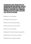 ADVERTISING AND PROMOTION 8TH CANADIAN EDITION MICHAEL GUOLLA GEORGE BELCH MICHAEL BELCH TEST BANK ALL CHAPTERS 100&percnt; ORIGINAL VERIFIED PRACTICE SCRIPT UPDATED 2026 TESTED SOLUTIONS