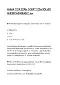 AHIMA CCA EXAM SCRIPT 2026 SOLVED QUESTIONS GRADED A&plus;