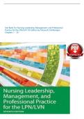 Test Bank for Nursing Leadership&comma; Management&comma; and Professional Practice for the LPN&sol;LVN&comma; 7th Edition by Tamara R&period; Dahlkemper &vert; ISBN&colon; 9781719646000 &vert; Verified Chapters 1-20 Complete &vert; Downloadable PDF
