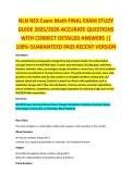 NLN NEX PREP COURSE MATHEMATICS OVERVIEW FINAL STUDY GUIDE EXAM STUDY GUIDE 2026&sol;2027 COMPLETE QUESTIONS WITH VERIFIED CORRECT ANSWERS &vert;&vert; 100&percnt; GUARANTEED PASS &vert; NEWEST VERSION Description&colon; Detailed overview of essential mathematical concepts for the NLN e