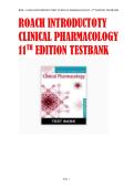 BIOL 141 ROACH INTRODUCTORY CLINICAL PHARMACOLOGY 11TH EDITION TESTBANK
