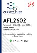 AFL2602 Assignment 10 ENGLISH &lpar;DETAILED ANSWERS Semester 1 2026 - DISTINCTION GUARANTEED