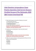 Utah Dentistry Jurisprudence Exam  Practice Questions And Correct Answers  &lpar;Verified Answers&rpar; Plus Rationales 2026  Q&A Instant Download Pdf 
