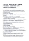 ATI Child - RN NURSING CARE OF CHILDREN QUESTIONS WITH ACCURATE ANSWERS
