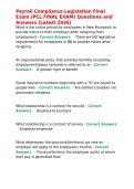 Payroll Compliance Legislation Final Exam &lpar;PCL FINAL EXAM&rpar; Questions and Answers &lpar;Lates