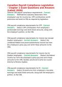 Canadian Payroll Compliance Legislation - Chapter 2 Exam Questions and Answers &lpar;Latest 2026&rpar;