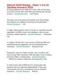 Edexcel GCSE Biology - Paper 1 Q & As &lpar;Verified Answers&rpar; 2026