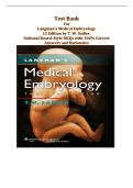 Test Bank For Langman&rsquo;s Medical Embryology 12 Edition by T&period; W&period; Sadler&period; National Board&ndash;Style MCQs with 100&percnt; Correct Answers and Rationales