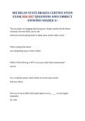 MICHIGAN STATE BRAKES CERTIFICATION EXAM 2026-2027 QUESTIONS AND CORRECT ANSWERS GRADED A&plus;