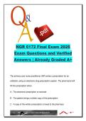 NGR 6172 ADVANCED PHARMACOLOGY EXAM COMPLETE PACKAGE DEAL