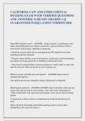 CALIFORNIA LAW AND ETHICS DENTAL  HYGIENE EXAM WITH VERIFIED QUESTIONS  AND ANSWERS&vert;&vert; ALREADY GRADED A&plus;&vert;&vert;  GUARANTEED PASS&vert;&vert; LATEST VERSION 2026
