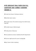 NYPD SERGEANT FINAL PAPER 2026 FULL QUESTIONS AND CORRECT ANSWERS GRADED A&plus;