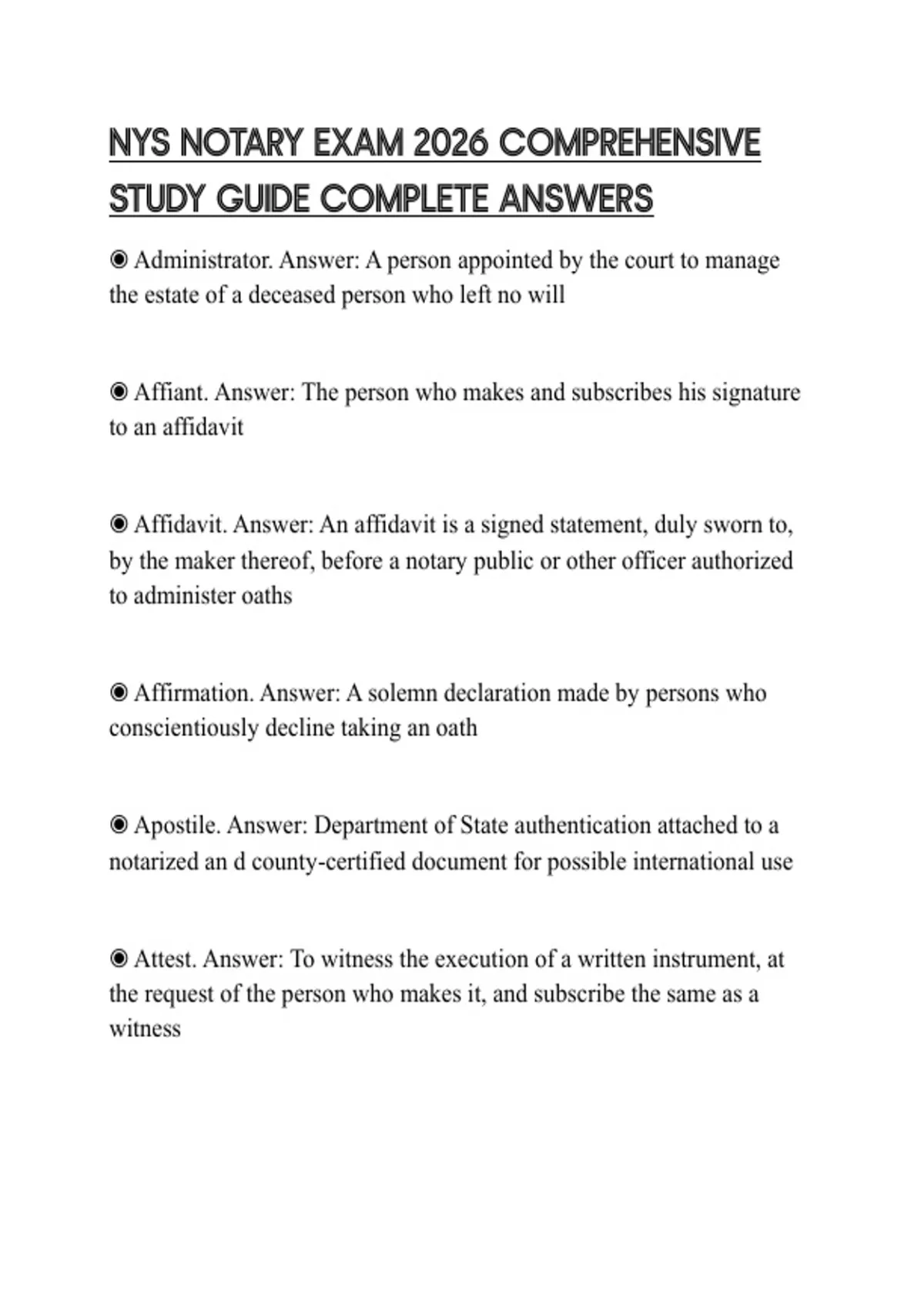 NYS NOTARY EXAM 2026 COMPREHENSIVE STUDY GUIDE COMPLETE ANSWERS - NYS ...