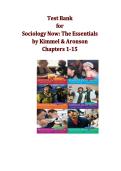 Sociology Now The Essentials Kimmel & Aronson Test Bank - Complete Chapters 1-15