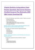 Virginia Dentistry Jurisprudence Exam  Practice Questions And Correct Answers  &lpar;Verified Answers&rpar; Plus Rationales 2026  Q&A Instant Download Pdf 