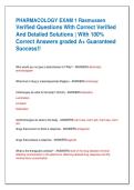 PHARMACOLOGY EXAM 1 Rasmussen  Verified Questions With Correct Verified  And Detailed Solutions &vert; With 100&percnt;  Correct Answers graded A&plus; Guaranteed  Success&excl;&excl;