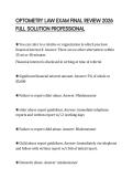 OPTOMETRY LAW EXAM FINAL REVIEW 2026 FULL SOLUTION PROFESSIONAL