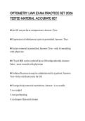 OPTOMETRY LAW EXAM PRACTICE SET 2026 TESTED MATERIAL ACCURATE KEY