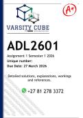 ADL2601 Assignment 1 &lpar;DETAILED ANSWERS Semester 1 2026 - DISTINCTION GUARANTEED