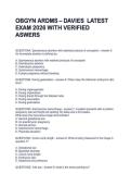 OBGYN ARDMS &ndash; DAVIES  LATEST  EXAM 2026 WITH VERIFIED  ASWERS   