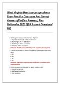 West Virginia Dentistry Jurisprudence  Exam Practice Questions And Correct  Answers &lpar;Verified Answers&rpar; Plus  Rationales 2026 Q&A Instant Download  Pdf 