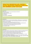 Infection Prevention and Control Actual Exam with Complete Questions and Answers Latest 2025-2026 &vert; Graded A&plus;