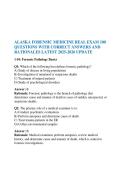 ALASKA FORENSIC MEDICINE REAL EXAM 100 QUESTIONS WITH CORRECT ANSWERS AND RATIONALES LATEST 2025-2026 UPDATE