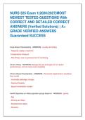 NURS 325 Exam 1&lpar;2026&sol;2027&rpar;MOST   NEWEST TESTED QUESTIONS With  CORRECT AND DETAILED CORRECT  ANSWERS &lpar;Verified Solutions&rpar; &vert; A&plus;  GRADE VERIFIED ANSWERS  Guaranteed SUCCESS
