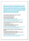 Wisconsin Nursing Jurisprudence Exam  Practice Questions And Correct Answers  &lpar;Verified Answers&rpar; Plus Rationales 2026  Q&A Instant Download Pdf