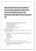 Wisconsin Optometry Jurisprudence  Exam Practice Questions And Correct  Answers &lpar;Verified Answers&rpar; Plus  Rationales 2026 Q&A Instant Download  Pdf 
