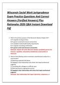 Wisconsin Social Work Jurisprudence  Exam Practice Questions And Correct  Answers &lpar;Verified Answers&rpar; Plus  Rationales 2026 Q&A Instant Download  Pdf