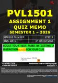 PVL1501 ASSIGNMENT 1 QUIZ MEMO - SEMESTER 1 - 2026 UNISA &ndash; DUE DATE&colon; - 27 MARCH 2026 &lpar;DISTINCTION GUARANTEED&excl;&rpar;