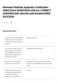 Nebraska Pesticide Applicator Certification &lpar;2026&rpar; EXAM QUESTIONS AND ALL CORRECT ANSWERS 100&percnt; SOLVED AND GUARANTEED SUCCESS&excl;&excl;
